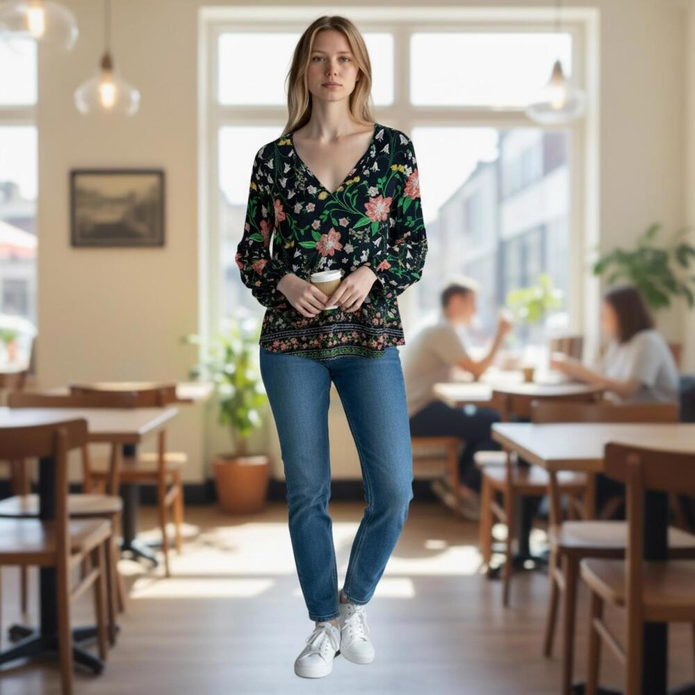 Old Navy Women’s Small Floral Boho Long Sleeve Blouse